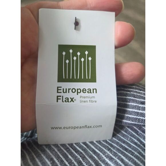 Coldwater Creek Grey Black Pinstripe European Flax Linen Pull On Ankle Pants 1X - Picture 9 of 9